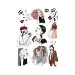 Fashion Kadın İllustrator Sticker Set-1 9 Parça Telefon, Tablet, Defter, Laptop Sticker