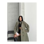 Fashionbox kadın oversıze astarlı Rayon trençkot 25102