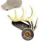 FASSME Avcı için Ağız Klipsi - Pirinç Geyik Boynuzu Ağız Klipsi | Outdoorsman için Metal Ağız Klipsi, El İşi Pirinç Şapka Klipsi, Erkekler için Av Aksesuarları Hediye