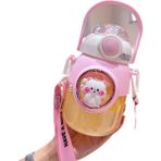 FastDeal Store Yaz Kış Plastik Bardak Kız Pipet Su Bardağı Büyük Kapasiteli Taşınabilir Karikatür Büyük Göbek Bardak Çocuk Su Bardağı (Yurt Dışından) - Pembe - 0,80 lt
