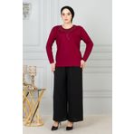FATELLA Kadın Anneler Günü Oversize Bluz Yumuşak Penye Kumaş, Rahat Günlük Salaş Stil Anne Penye Bluz