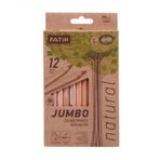 Fatih 12 Renk Natural Ahşap Jumbo Kuru Boya Kalemi