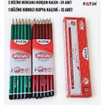 Fatih 2 Düzine Mercanlı Kurşun Kalem + 1 Düzine Kırmızı Kopya Kalemi - Avantajlı Okul Seti - 36 Adet Kalem