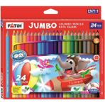 Fatih 24 Renk Jumbo Tam Boy Kuru Boya Kalemi Mavi Renkli 24 Parça Ergonomik Tasarım