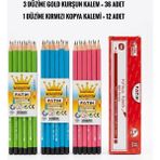 Fatih 3 Düzine Gold Kurşun Kalem - 1 Düzine Kırmızı Kopya Kalemi - 48 Adet Kalem Set