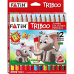 Fatih Natural Üçgen Jumbo 12 Renk Triboo Tam Boy Kalemtraşlı Kalem