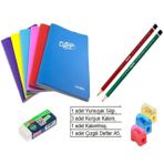 Fatih Okul Kurşun Kalem, Silgi, Kalemtraş, Defter 40 yp 6 lı set
