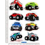 Fatih Sticker Monster Truck Road Araç Motorsiklet Kask Leptop Duvar Dolap 8 Adet Sticker Çeşitleri - A4 - Renkli