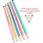 Fatih Üçgen Mercanlı Pastel Renkli Kurşun Kalem 5 Adet