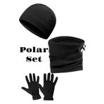 Fatih Unisex Siyah Termal Kışlık Kaliteli Polar Eldiven-Bere-Boyunluk