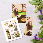 Fatofotofan Hijap Girl Temalı Kitap Ayracı,kartpostal ve Sticker 3'lü Set 23 adet etiket çıkartma