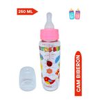 Fatoş Bebe Cam Biberon, Desenli, Pembe Rengi, 250 ml
