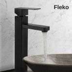 Faumix Fleko Siyah Kare Çanak Lavabo Bataryası