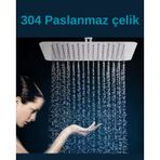 Faumix Ka120 Krom Kare Paslanmaz Çelik Tepe Duş Başlığı 25cm 25cm Krom