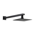 Fause Ankastre Borulu Kare Slim Metal 20x20 cm Mat Siyah Duş Başlığı