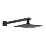 Fause Ankastre Borulu Kare Slim Metal 25x25 cm Siyah Duş Başlığı