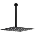 Fause Ankastre Borulu Kare Slim Metal 25x25 cm Tavandan Siyah Duş Başlığı
