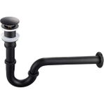 Fause Pop-Up Basmalı Paslanmaz Çelik Metal Lavabo Sifonu Siyah KSF101-B - Mat Siyah - Renk