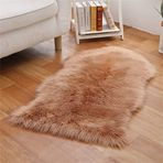Faux Fur Fluffy Shaggy Alan Halısı 60x120 cm Bej Yumuşak Koyun Derisi Halı Yatak Odaları Oturma Odası Çocuk Odaları Sandalye Örtüsü Koltuk Pedi Dekoratif ve Rahat Halı