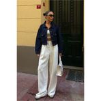 Fav Style Kadın Çift Cepli Crop Denim Ceket Lacivert