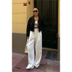Fav Style Kadın Çift Cepli Crop Denim Ceket Siyah