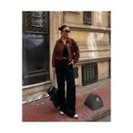 Fav Style Kadın Düğmeli Çift Cepli Crop Denim Ceket Kahverengi