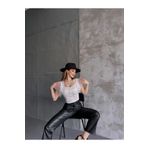 Fav Style Kadın Kolları Tül ve Volanlı Düğme Detaylı Crop Bluz Beyaz