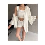Fav Style Kadın Kolları Volanlı Truvakar Kol Baharlık Hırka Krem