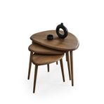 FAVdecor Masif Doğal Ahşap Zigon Sehpa 3'lü Set, Modern Masif Yan Sehpa