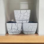 Favilla 18 cm Mermer Desenli Kare Tabaklı Saksı (3 Adet) - Beyaz