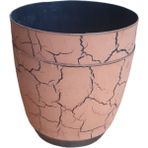 Favilla Mermer Desenli Yuvarlak 14 cm 6'lı Saksı - Kahverengi