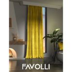 Favolli Kadife Dokulu Güneş Sarısı Ada Fon Perde Ekstrafor Büzgülü Dream Series - 100 x 250 cm