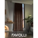 Favolli Kadife Dokulu Kahverengi Ada Fon Perde Ekstrafor Büzgülü Dream Series - 100 x 250 cm