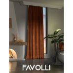 Favolli Kadife Dokulu Kiremit Rengi Ada Fon Perde Ekstrafor Büzgülü Dream Series - 100 x 250 cm