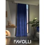 Favolli Kadife Dokulu Safir Rengi Ada Fon Perde Ekstrafor Büzgülü Dream Series - 100 x 250 cm