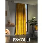 Favolli Kadife Dokulu Safran Rengi Ada Fon Perde Ekstrafor Büzgülü Dream Series - 100 x 250 cm