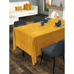 FAVOLLİ Kadife Dokulu Safran Renk Masa Örtüsü - 130 x 130 cm - Kahve