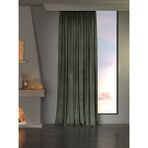 FAVOLLİ Kadife Dokulu Zeytin Yaprağı Rengi Fon Perde Ekstrafor Büzgülü 300 x 270 cm