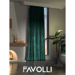Favolli Kadife Dokulu Zümrüt Rengi Ada Fon Perde Ekstrafor Büzgülü Dream Series - 100 x 250 cm - Zümrüt Yeşili