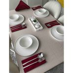 FAVOLLİ Keten Dokulu Açık Gri Masa Örtüsü Dertsiz - 160 x 220 cm