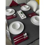 FAVOLLİ Keten Dokulu Koyu Gri Masa Örtüsü Dertsiz - 160 x 160 cm