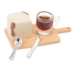 FAVOMOTO 1 Takım Dollhouse Kesme Tahtası Oyna Rol Yapma Oyunu Mini Kesici Minik Tatlı Minyatür Fincan Kaşık