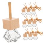 FAVOMOTO 10 Parça 10 Adet 10 Ml Şeffaf Kare Kapaklı Parfüm Şişeleri Araba Parfüm Şişesi Kolye Boş Şişe Seti 10 Adet Cam Koku Kabı Aroma Şişeleri Araba Kokuları Elmas Süslemek Kenevir Ipi