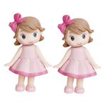 FAVOMOTO 2 Adet pasta süsleme küçük kız heykeli masa manzarası dekoru pembe dekoru kız heykelcik süsleme küçük kız heykelciği 3 boyutlu süslemek süslemeler bebek
