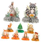 FAVOMOTO 9 Adet Hayvan Petek Süsler 3 Boyutlu Masa Süsleri Ormanlık Bebek Duş Masası Dekorasyonu Ormanlık Hayvanlar Petek Merkez Parçası Baby Shower Parti Süsü Kurmak Petek Çocuk Kağıt