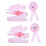 FAVOMOTO Anne Kuşağı Baby Shower Partisi Iyilik Hediyesi 4 Bebek Partisi Rozetleri Fotoğraf Polyester Malzeme Baba Göbek Bandı Hamilelik Kuşağı