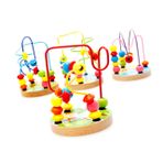 FAVOMOTO Çocuk oyuncakları ahşap oyun seti mini boncuk labirent ahşap boncuk labirent daire boncuk labirent mini boncuk bulmaca çocuk boncuk oyuncak okyanus tahta boncuk tutucu Bambu