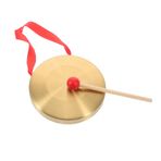 FAVOMOTO Gong Vurmalı Çalgı Dansı Küçük Gong Bakır Rüzgar Çanları Çin Davulları Gong Çubuğu Çin Müzik Aletleri Pirinç Aletler Masa Gongu Gong Tokmağı El Zilleri Çin Gongu Ahşap Golden