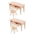 FAVOMOTO Zaman 2 Takım minyatür mobilya Masalar modeller minyatür sandalyeler mini ahşap mobilya bebek evi mini masa çalışma masası oyuncak bebek evi küçük sandalye süslemek oyuncak odası