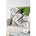 Favora 42x42 Gri Geometrik Keten Punch Nakışlı 2'li Kırlent Kılıfı